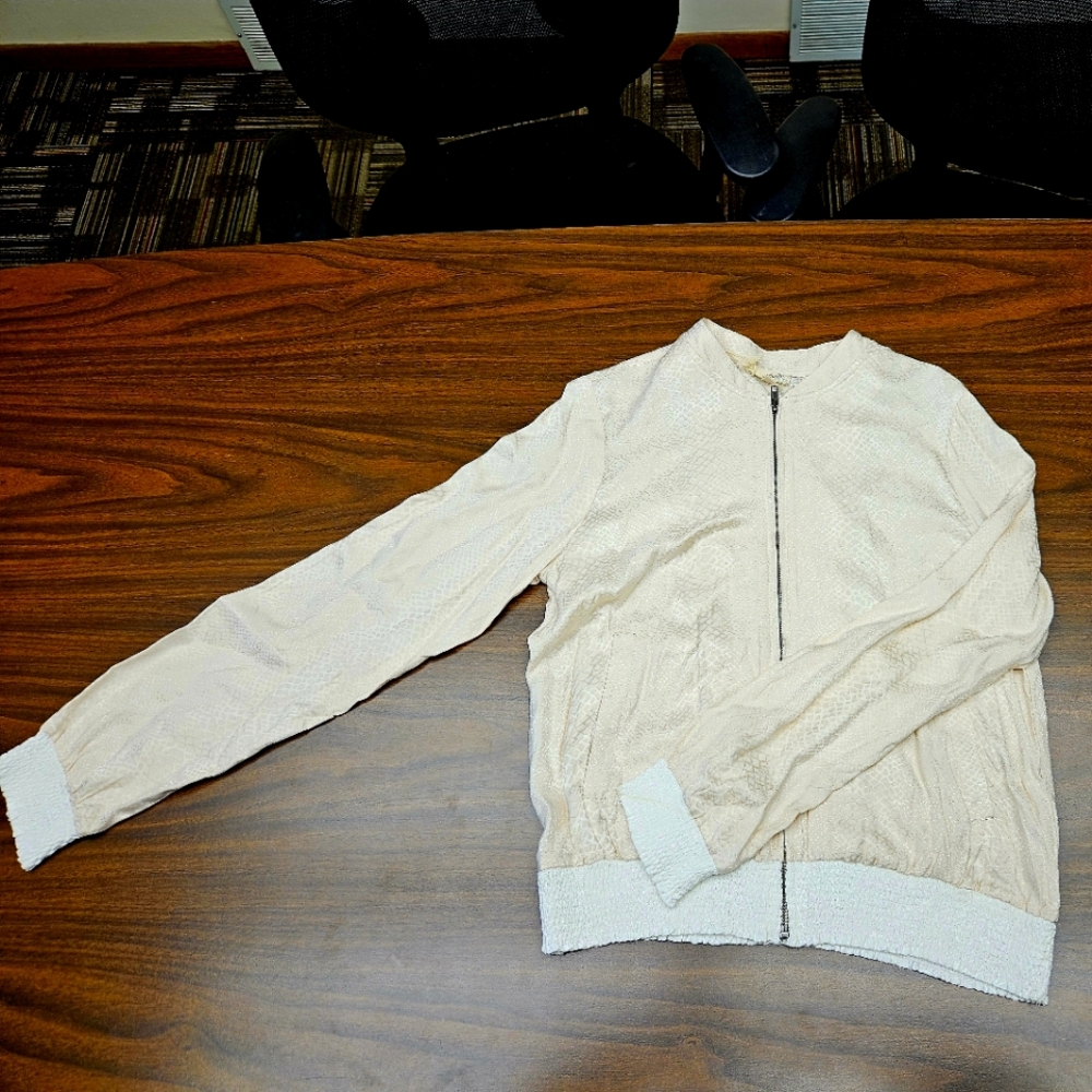 Ivory silk summer bomber jacket - Women's M - Mystree